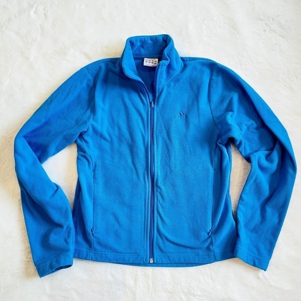 Adidas Blue Fleece Zip Up Lightweight Jacket Size Medium